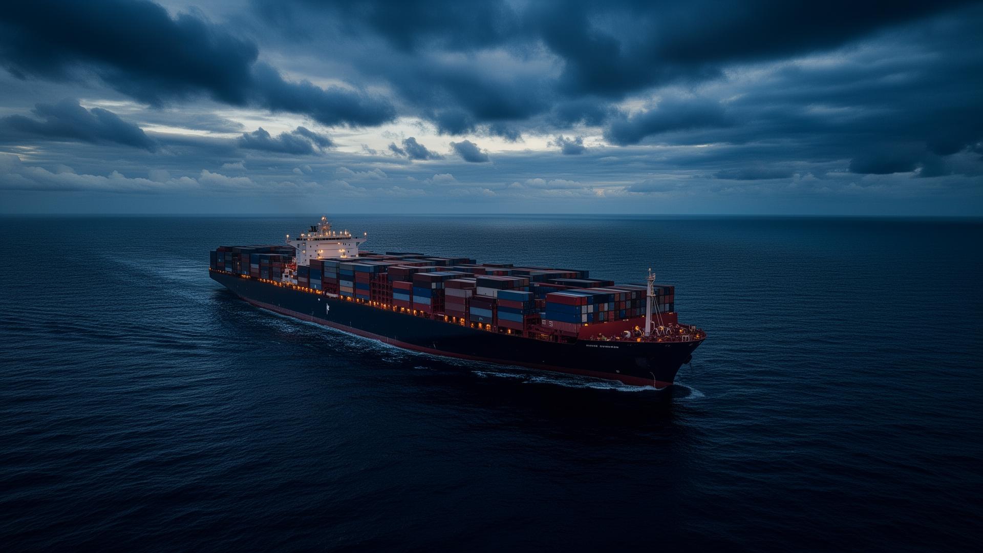 Container cargo ship at sea